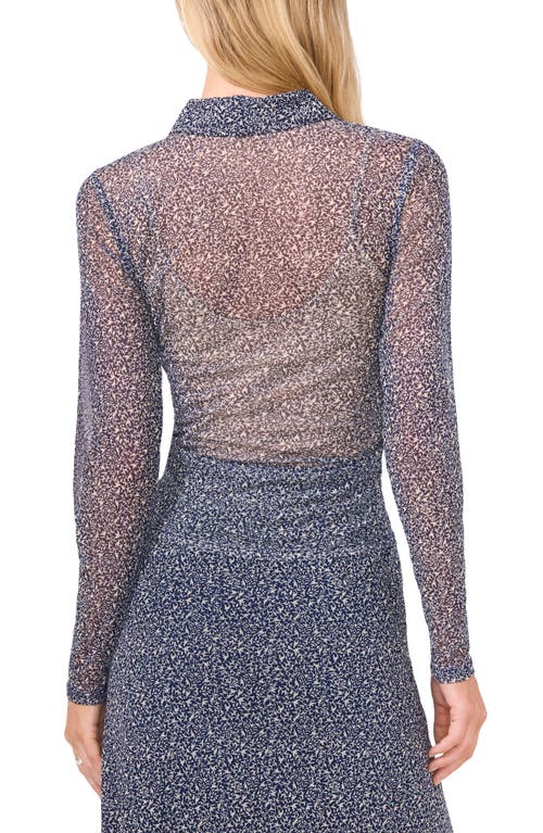 HALOGENR HALOGEN(R) PRINT MESH BUTTON-UP SHIRT