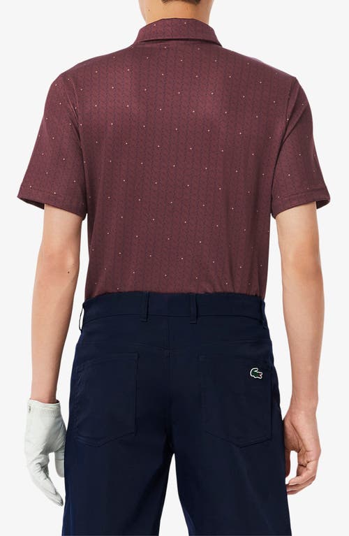 Lacoste Regular Fit Print Stretch Polo Shirt In Expresso/navy Blue