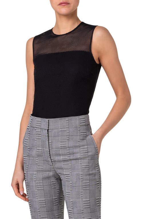 Shop Akris Punto Round Neck Mesh Top In Black