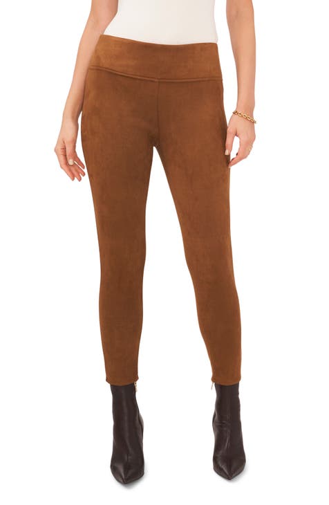 VINCE Leggings $195 Ponte Pants Sz Small Brown Ribbed Pull On Stretch USA  Made