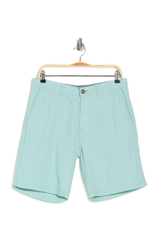 14th & Union Flat Front Chambray Trim Fit Shorts In Green Canton