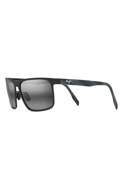 Shop Maui Jim Wana 61mm Polarized Rectangular Sunglasses In Matte Black/neutral Grey