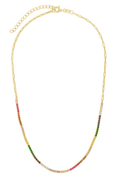 Maria Rainbow Cubic Zirconia Frontal Tennis Necklace