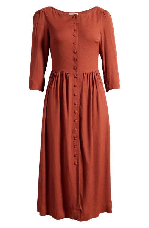 Shop Reformation Adair Button-front Midi Dress In Fig Jam