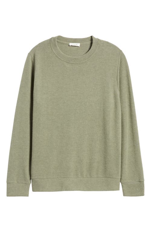 Loveappella Crewneck Brushed Jersey Top In Olive