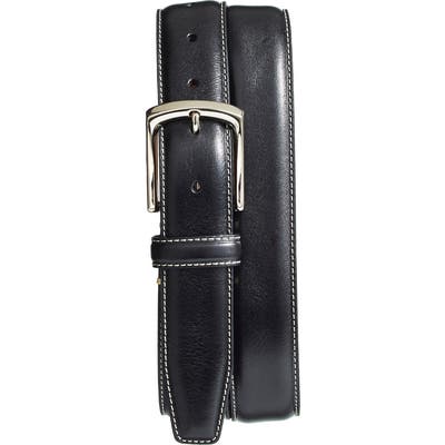 Torino Burnished Leather Belt, Black