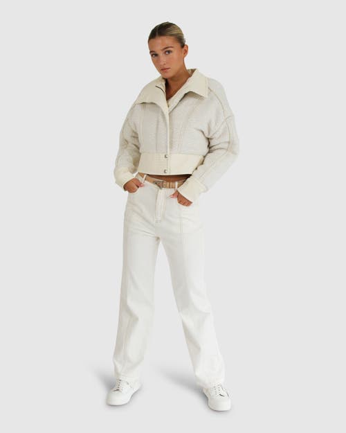 Belle & Bloom Mad Love Cropped Bomber Jacket In Cream