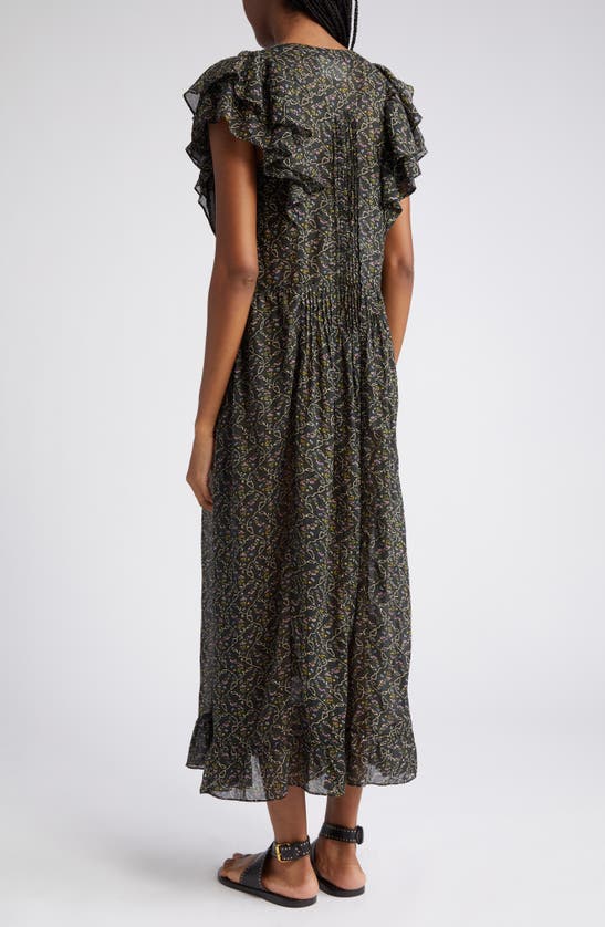 Shop Isabel Marant Étoile Godralia Floral Cotton Maxi Dress In Faded Black