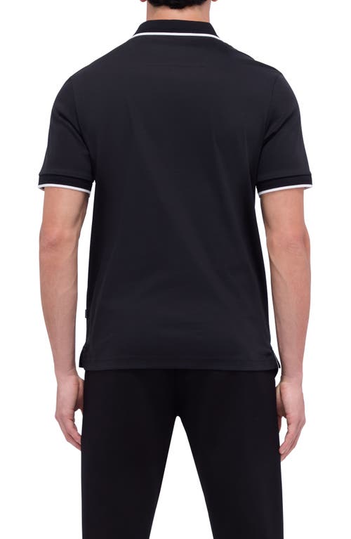 Shop Bugatchi Tipped Contrast Collar Polo In Black