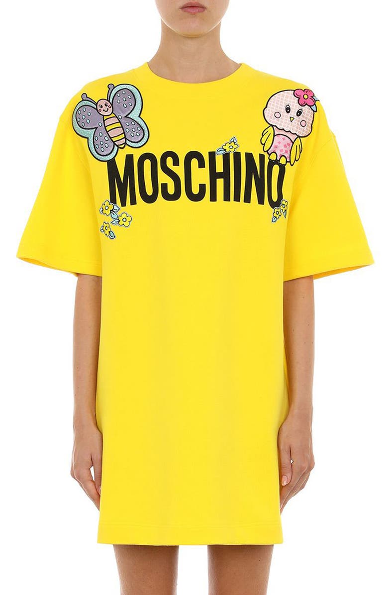 Moschino Animal Patches Logo Graphic T-Shirt Minidress, Main, color, 