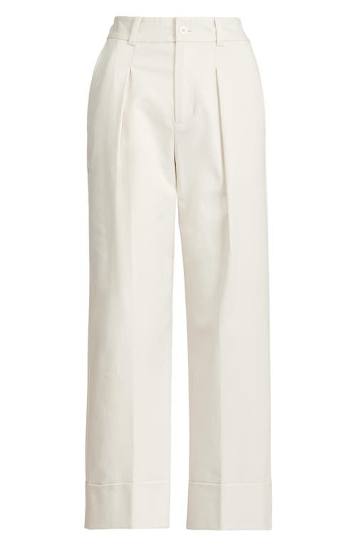 Shop Lauren Ralph Lauren Double Faced Stretch Cotton Ankle Pants In Mascarpone Cream