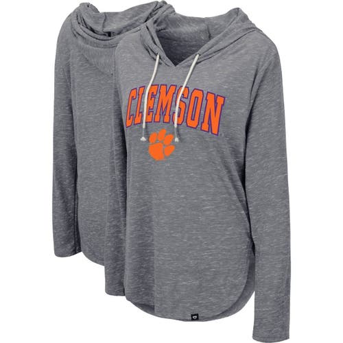 Women's Colosseum Heathered Gray Clemson Tigers Core Cora Campus Hoodie Long Sleeve T-Shirt in Heather Gray