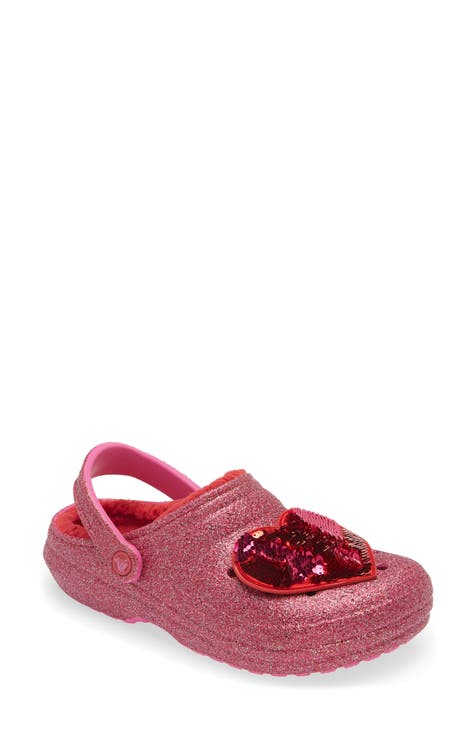 Fleece Lined Sequin Heart Glitter Clog (Women)