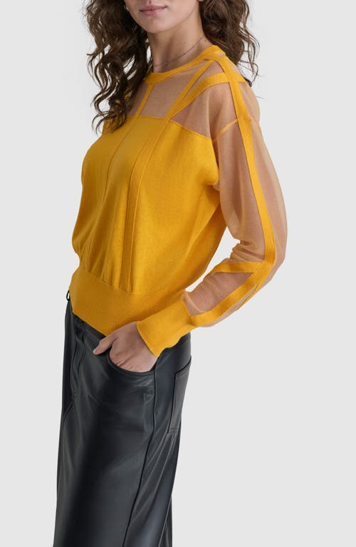 Shop Dkny Seam Detail Sheer Sweater In Goldenrod