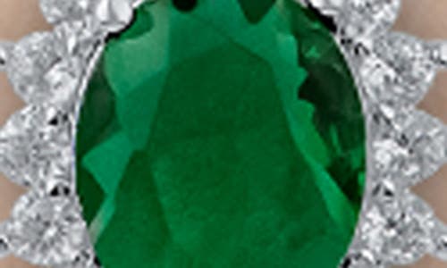 Shop Cz By Kenneth Jay Lane Oval Cz Pendant Necklace In Emerald/silver
