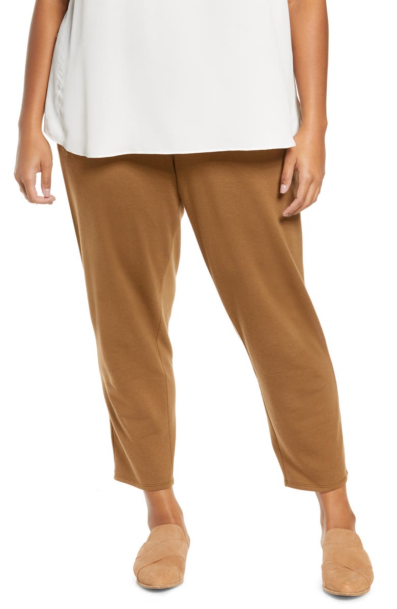 Eileen Fisher Cozy Brushed Terry Tapered Ankle Pants, Main, color, 