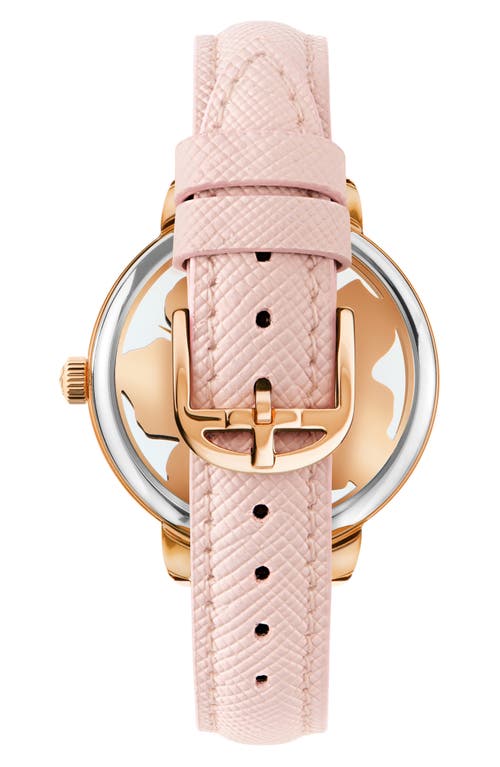 Shop Ted Baker London Lilabel Leather Strap Watch, 36mm In Rose Gold/pink/pink