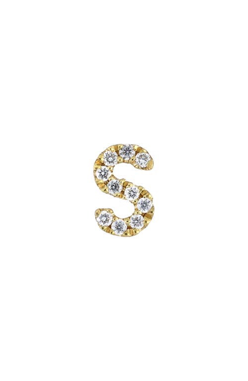 Bony Levy Icon Diamond Initial Single Stud Earring in 18K Yellow Gold - S
