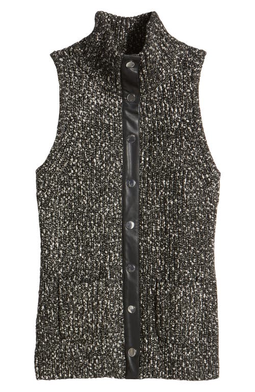 Shop Anne Klein Faux Leather Trim Bouclé Vest In Anne Black/anne White