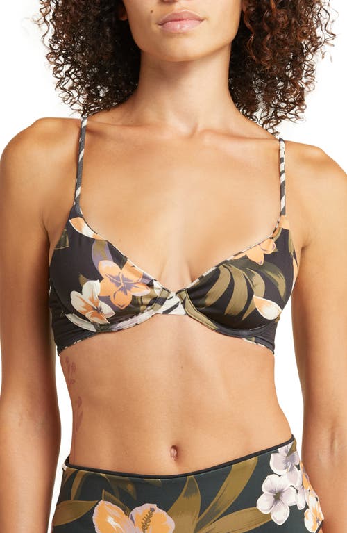 Maaji Areca Palm Dainty Reversible Underwire Bikini Top in Black