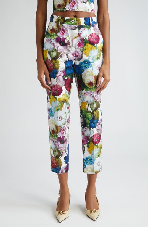 Dolce & Gabbana Floral Cotton Poplin Crop Trousers Fiore Notturno at Nordstrom, Us