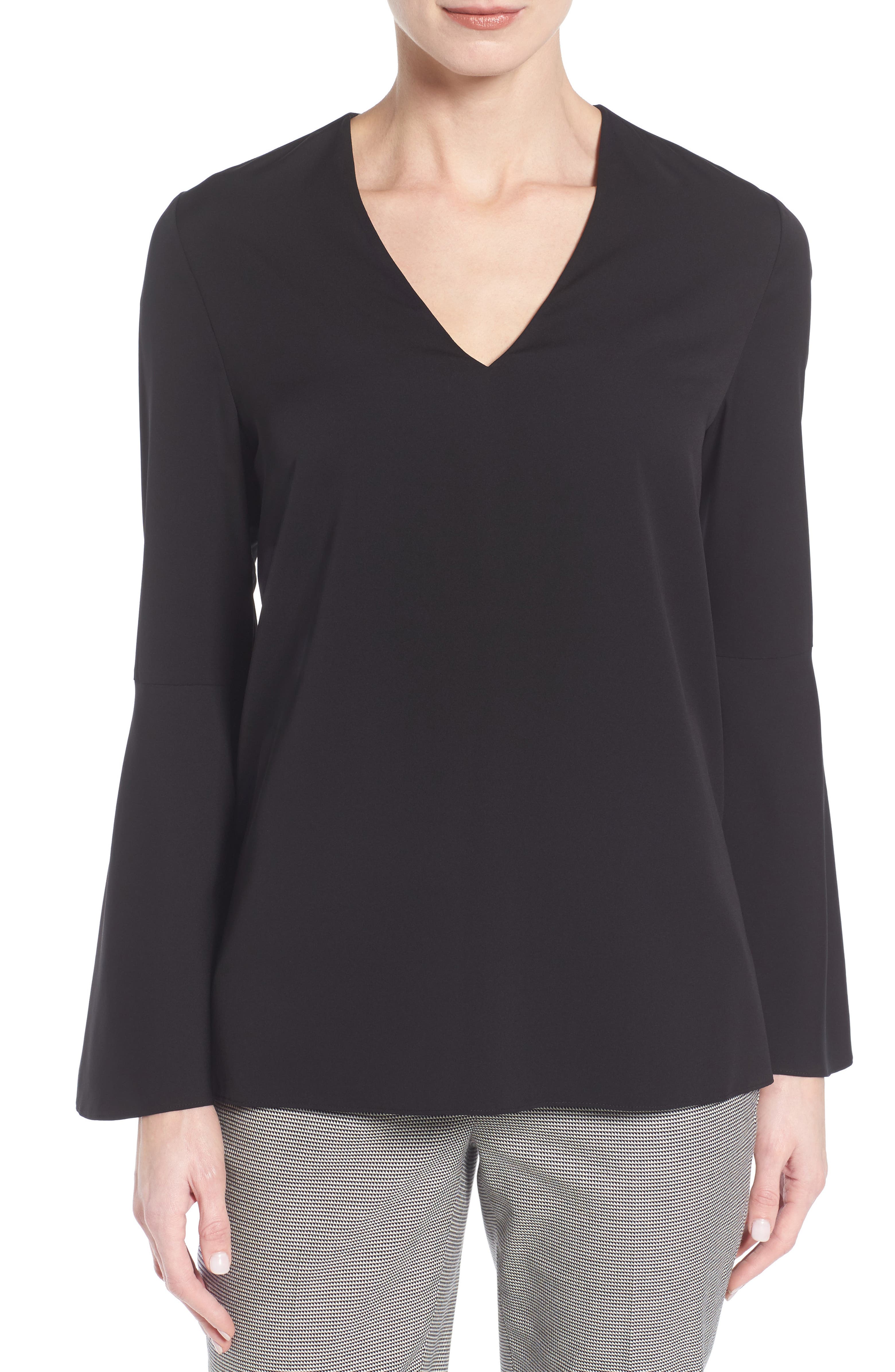 Classiques Entier® Stretch Silk Bell Sleeve Blouse | Nordstrom