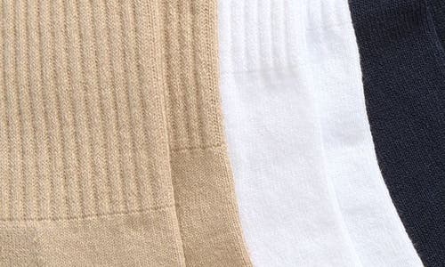 Shop Zella 3-pack Crew Socks In Tan Oxford