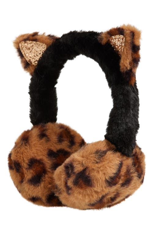 Shop Nordstrom Kids' Glitter Faux Fur Earmuffs In Tan Animal