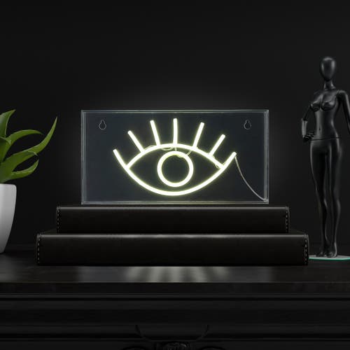 Jonathan Y Eye Contemporary Glam Acrylic Box Usb Operated Led Neon Light In White