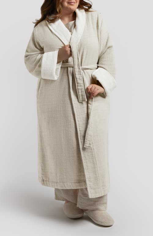 Cloud Organic Cotton & Linen Robe in Natural With Cream