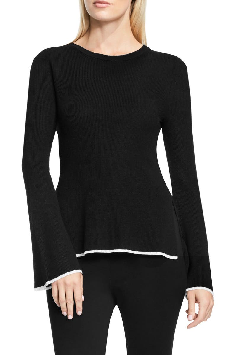VINCE CAMUTO Bell Sleeve Sweater, Main, color, RICH BLACK