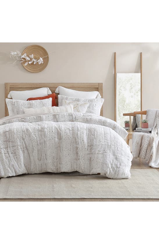 Peri Home Snow Leopard Faux Fur Comforter & Shams Set In Ivory