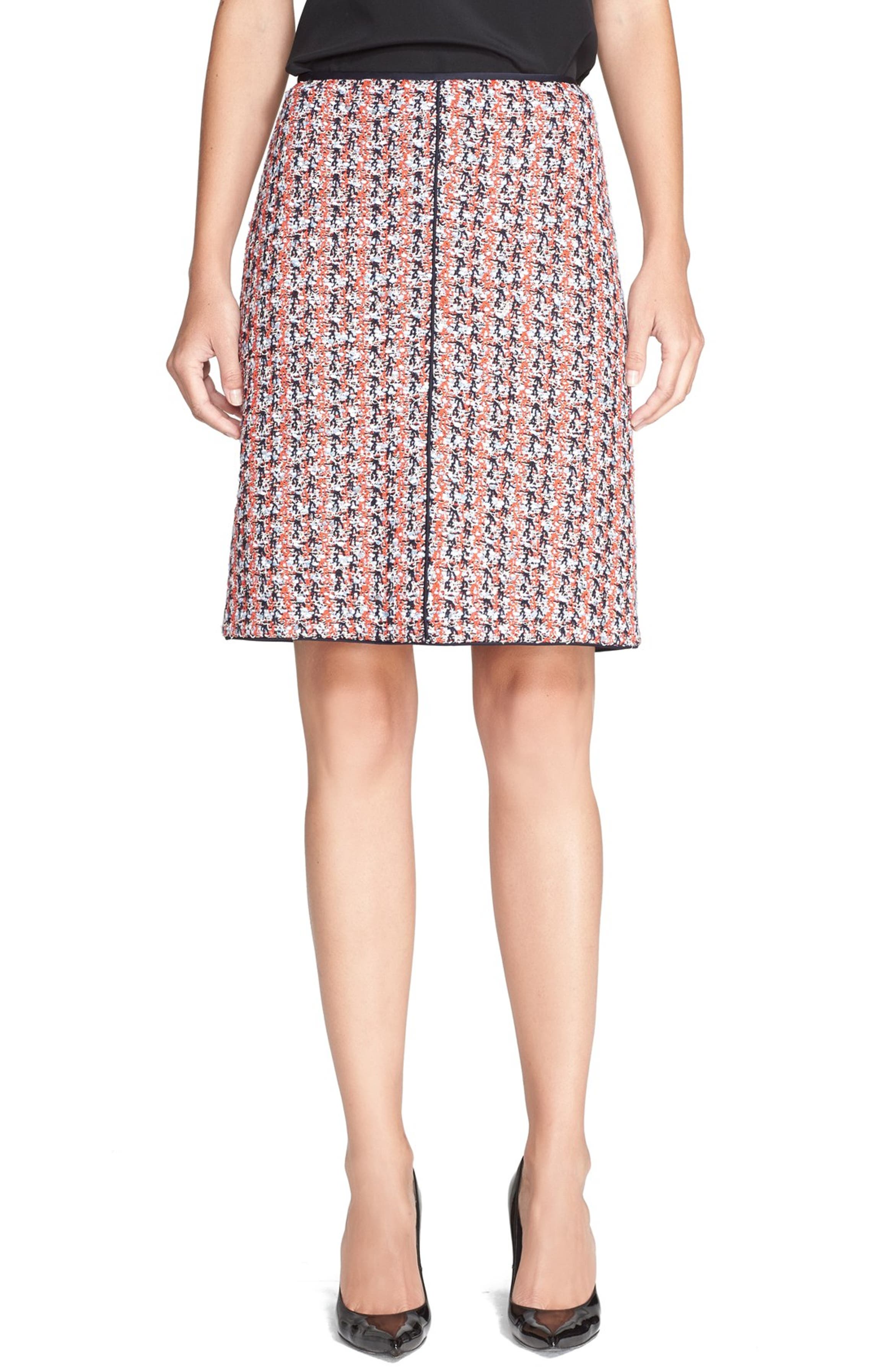 St. John Collection Silk Piping Tweed Knit Skirt | Nordstrom
