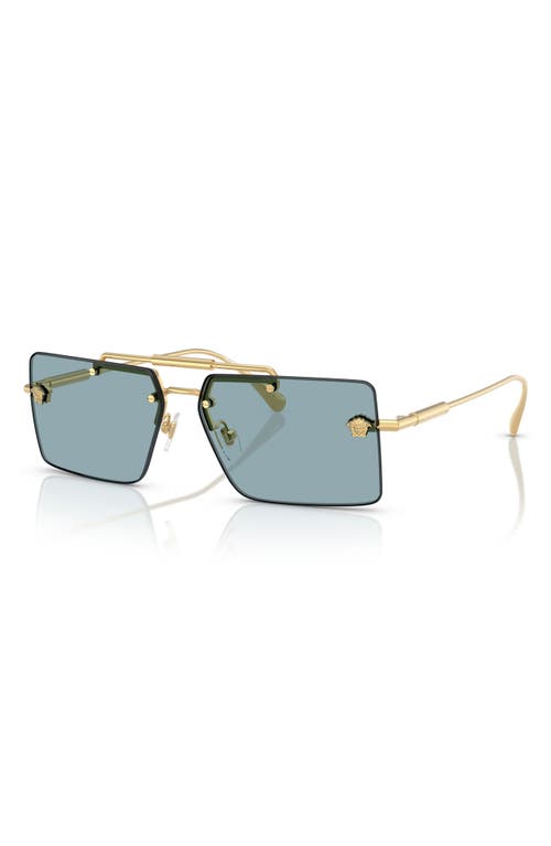 Shop Versace 60mm Rectangular Sunglasses In Blue Gold