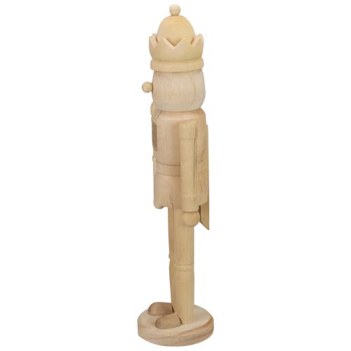 Northlight 14.75" Unfinished Paintable Wooden Christmas Nutcracker With A Crown In Ivory