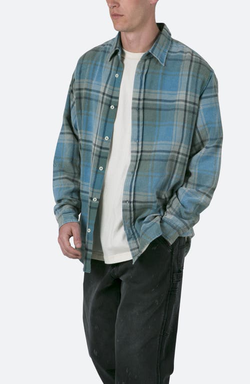 Mnml Washed Plaid Button-up Shirt In Blue/black