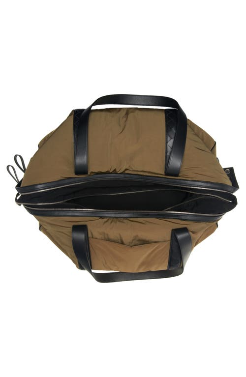 Bottega Veneta Large Weekend Nylon Duffle Bag In Mud/black/silver