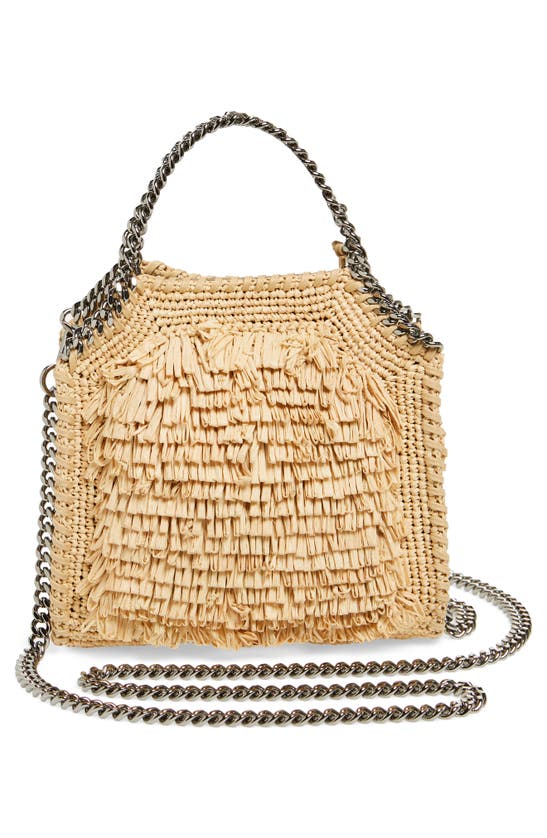 Shop Stella Mccartney Tiny Falabella Fringe Raffia Tote In Natural