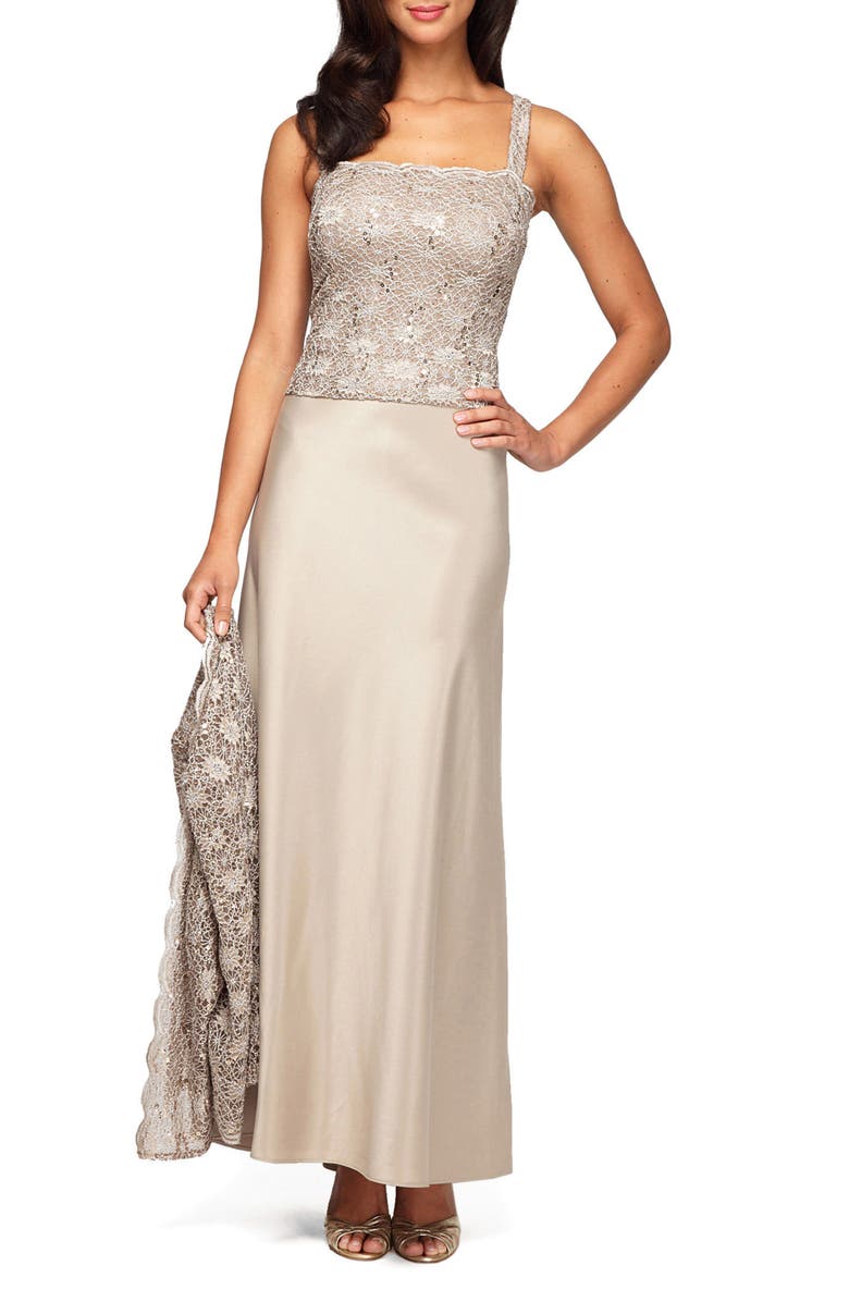Alex Evenings Sequin Lace & Satin Gown with Jacket | Nordstrom