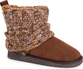 Faux Shearling Lined Cable Knit Shaft Boot