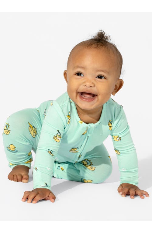 Bellabu Bear Rubber Ducky Convertible Footie Pajamas In Green