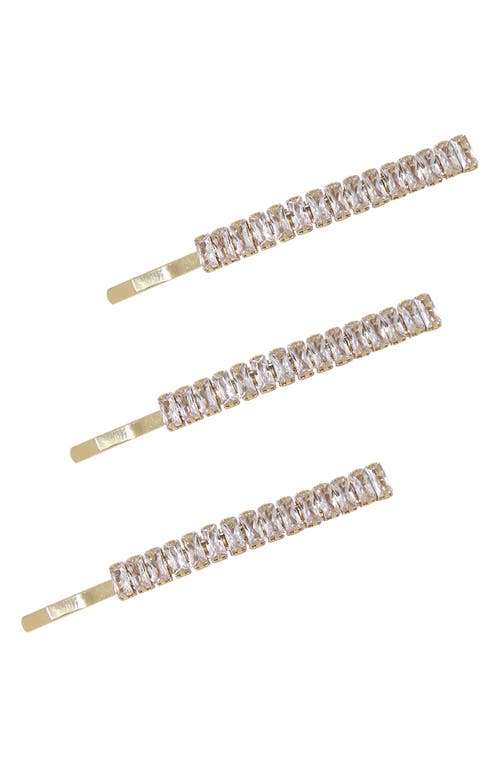 3-Pack Crystal Bobby Pins in Gold