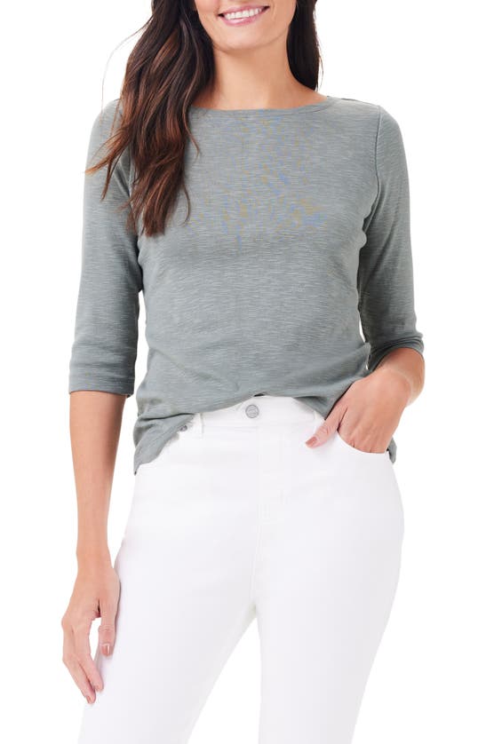 Nzt By Nic+zoe Boat Neck T-shirt In Gray