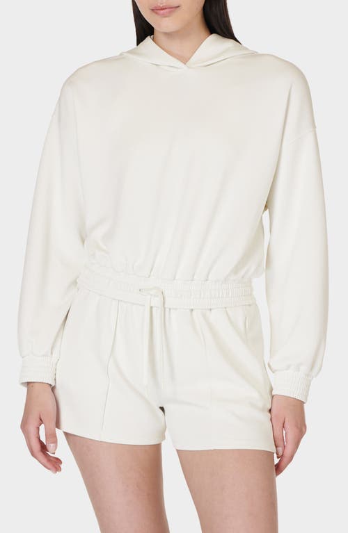 Shop Sweaty Betty Sand Wash Cloud Weight Crop Hoodie In Lily White