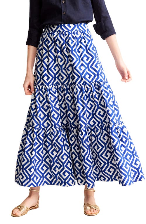 Lorna Tiered Maxi Skirt in Surf The Web Maze