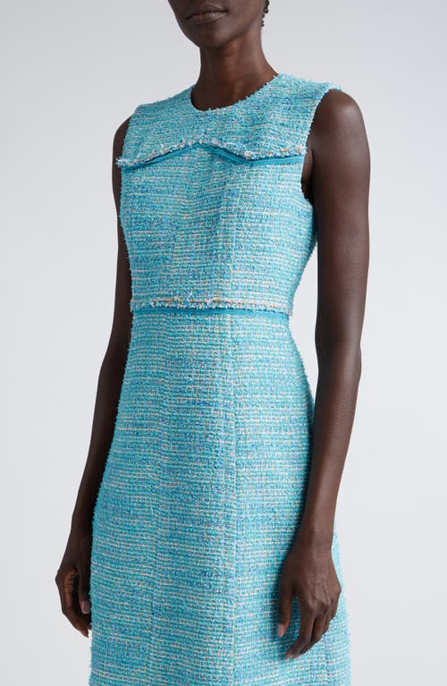 Shop St John St. John Collection Light Textured Eyelash Tweed A-line Dress In Dark Teal/sage Multi