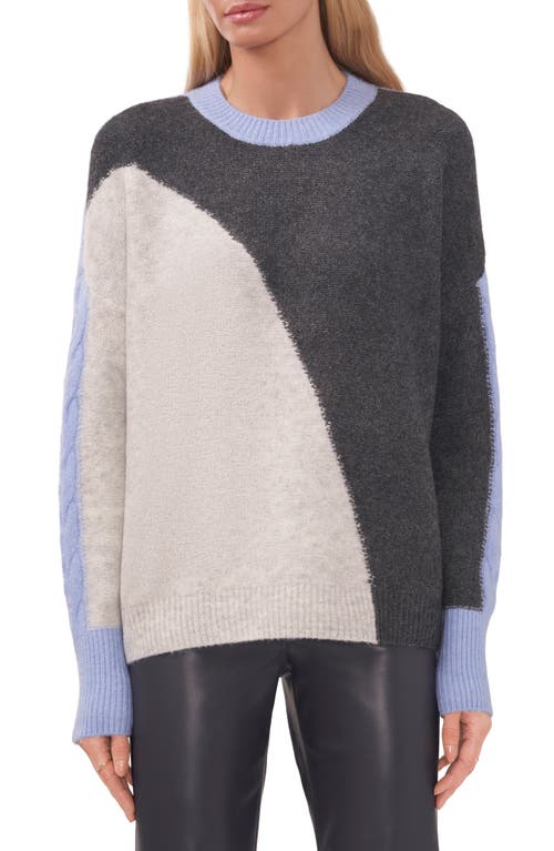halogen(r) Cable Coard Colorblock Sweater in Medium Heather Grey