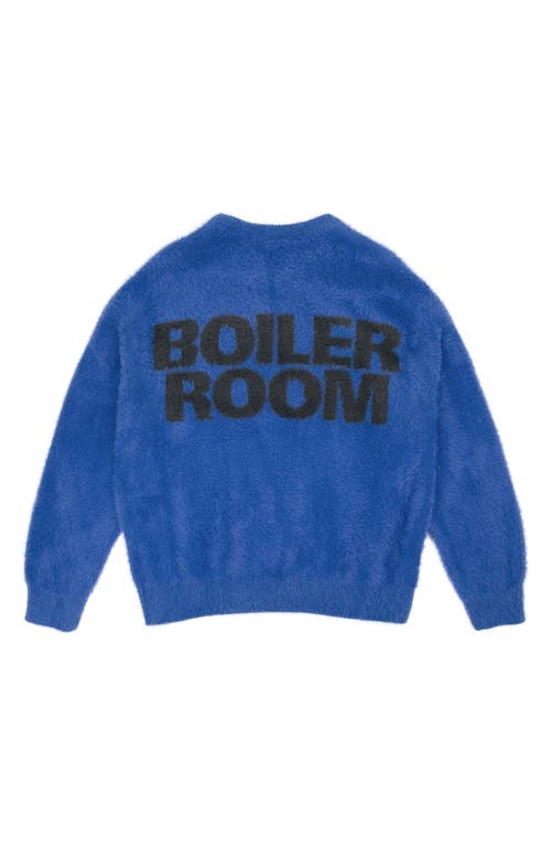 Shop Boiler Room Fuzzy Graphic Crewneck Sweater In Cobalt/blue