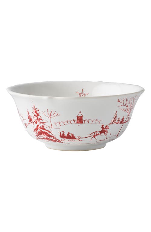 Juliska Winter Frolic Ceramic Cereal Bowl in Ruby