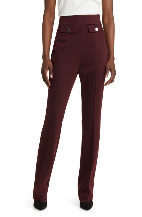 Fashion Ladies Maroon High Waist Body Shaping Jeans Trousers